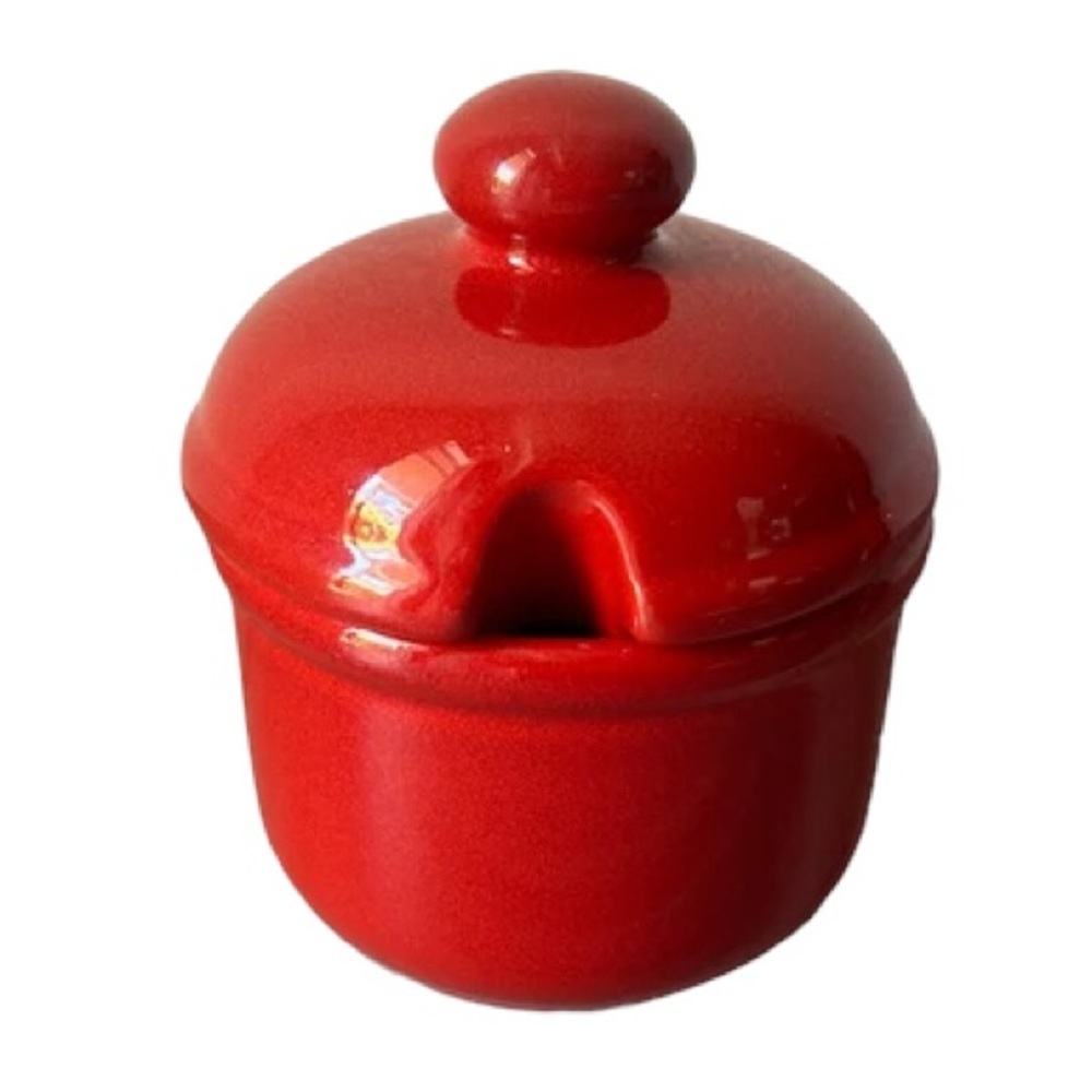 WAECHTERSBACH Lidded Sugar Bowl Solid Red Pottery